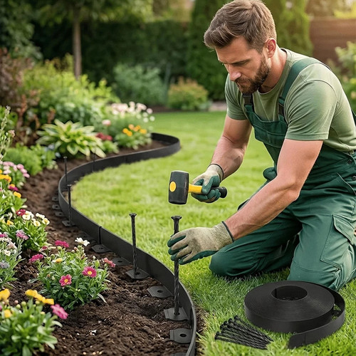 10m lawn edge border - border, with