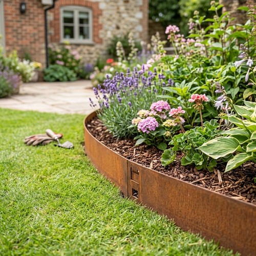 Corten steel lawn edging - steel, set