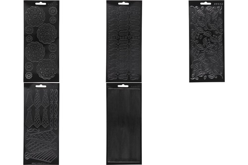 Black assorted borders flowers - black,
