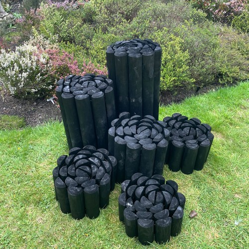 Wooden log roll edging flower - wooden,
